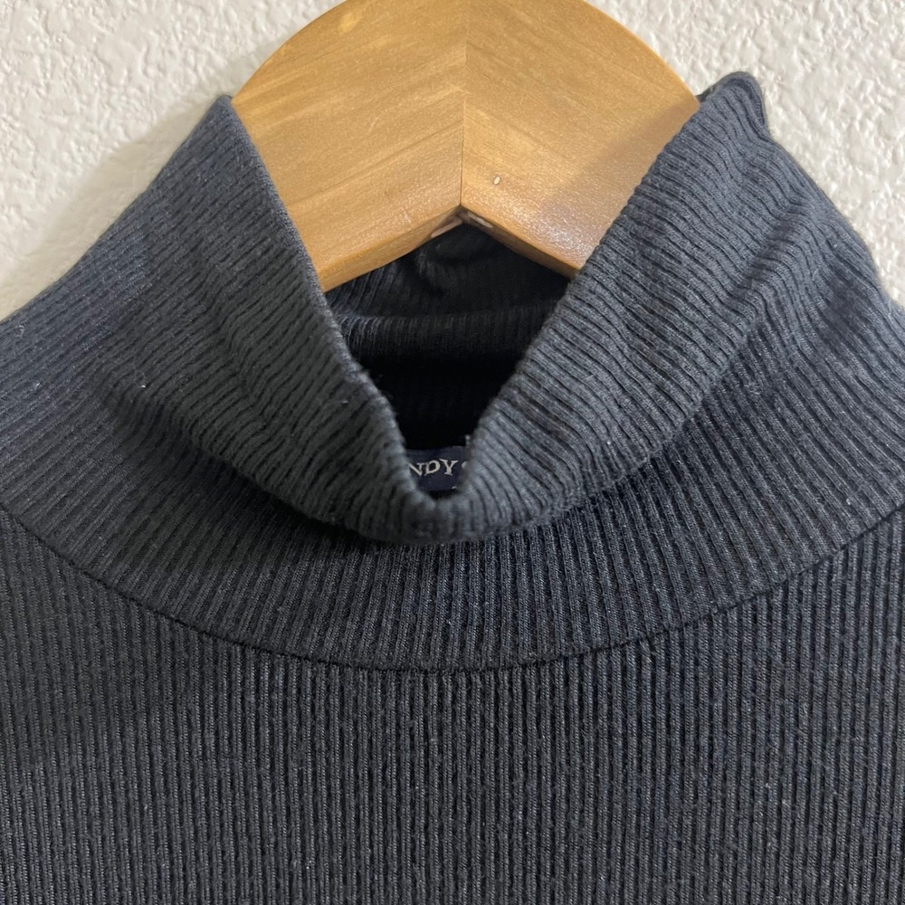 Brandy Melville Ribbed Turtleneck Top Black Long Sleeve One Size Minimalist - Picture 5 of 8
